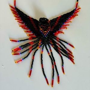 Phoenix beaded necklace, Beadwork jewelry Handmade